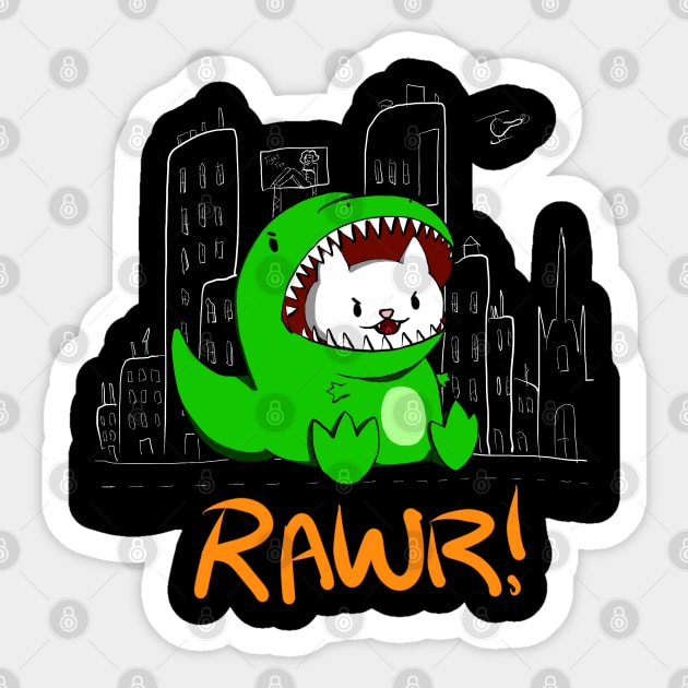 Rawr Cat Sticker by tighttee